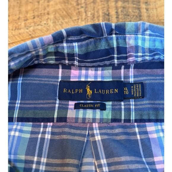 Mens Ralph Lauren Classic Fit Multi Color Plaid Long Sleeve Button Down Shirt XL - Picture 2 of 10